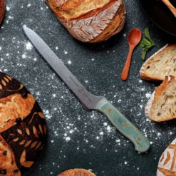 Custom Indigo Blue 8 Inch Scalloped Offset Knife