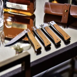 Folding Steak Knife Set In Leather Roll